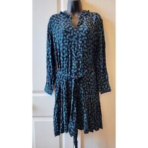 Women's Blue/Black Long Sleeve Dress w/Ruffle Detail Size S